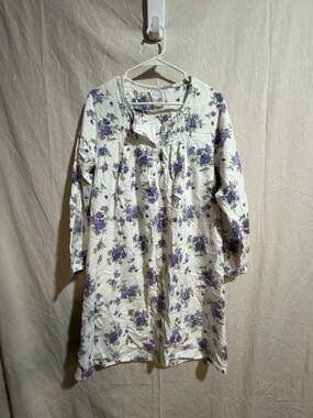 Casual Nights Women's Floral Print Cotton Flannel Button-Front Long Sleeve Night